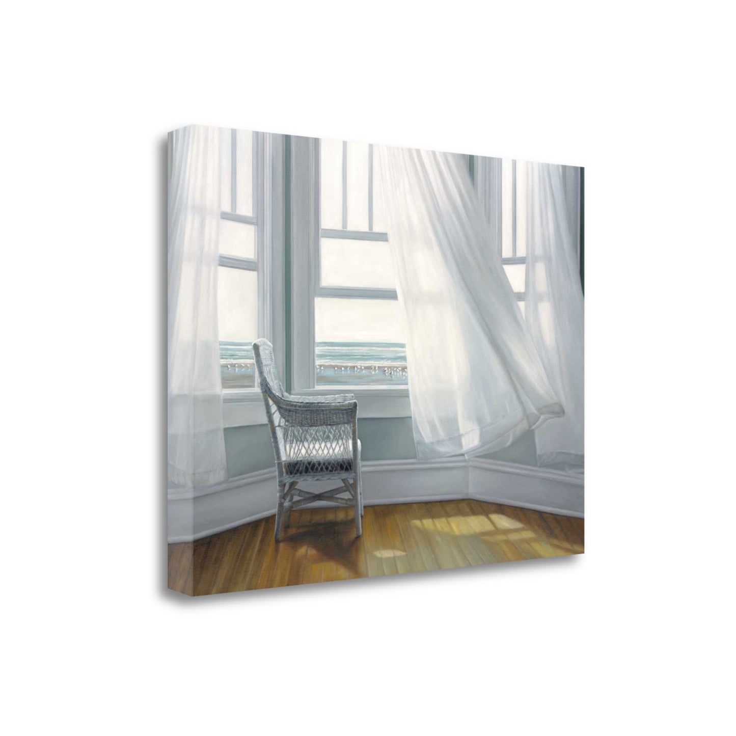 HomeRoots 24" Lonesome Single Chair with Flying White Curtains Giclee Wrap Canvas Wall Art