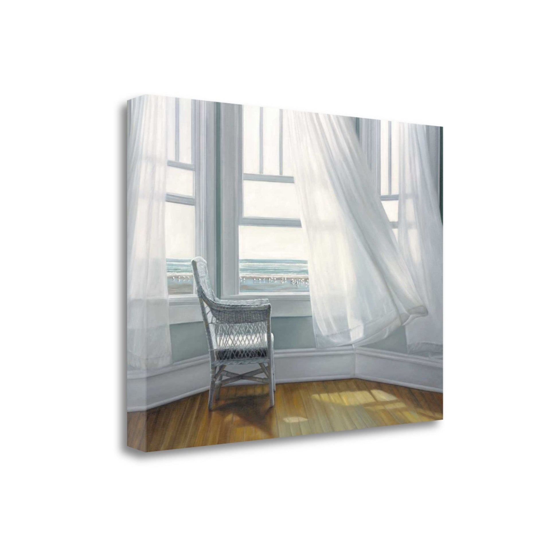 HomeRoots 24" Lonesome Single Chair with Flying White Curtains Giclee Wrap Canvas Wall Art