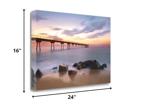 HomeRoots 24" Majestic Coastal Ocean Pier Giclee Wrap Canvas Wall Art
