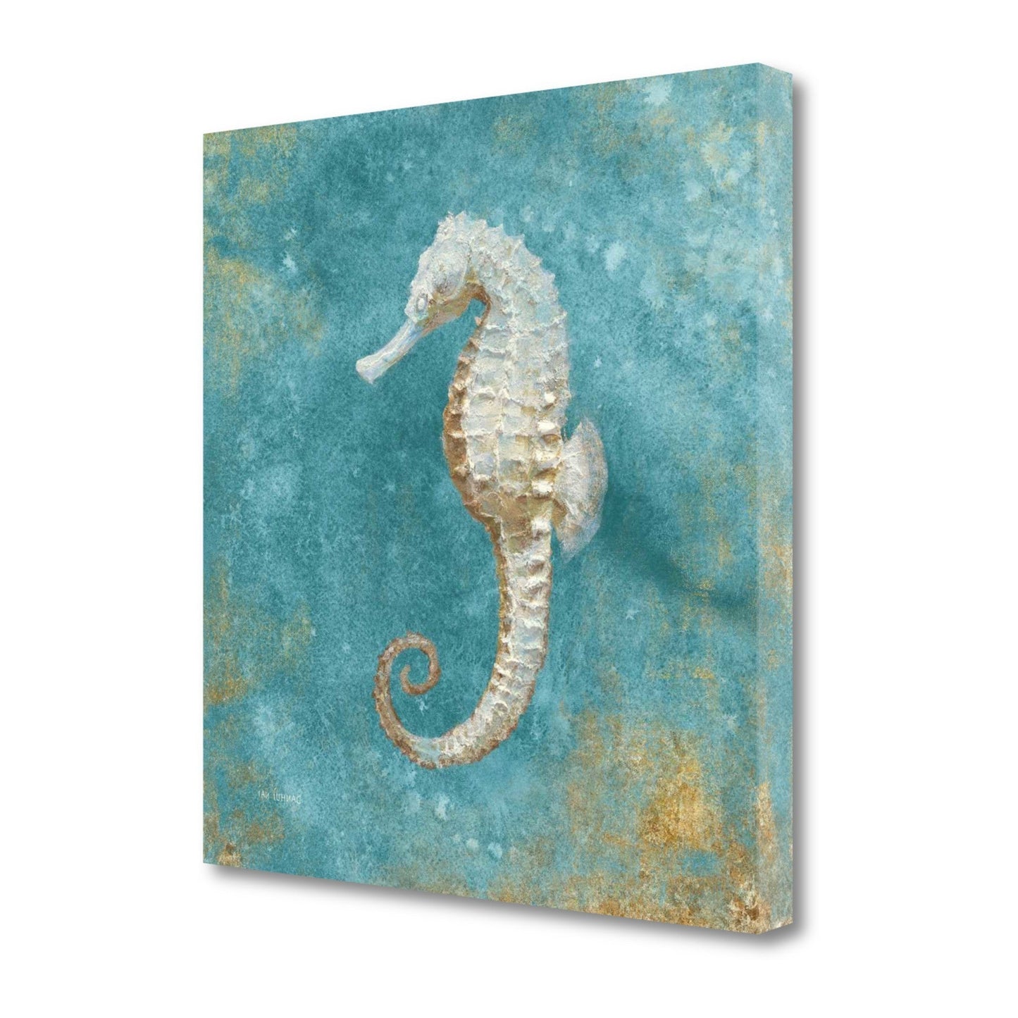 HomeRoots 24" Majestic Seahorse in the Deep Blue Giclee Wrap Canvas Wall Art