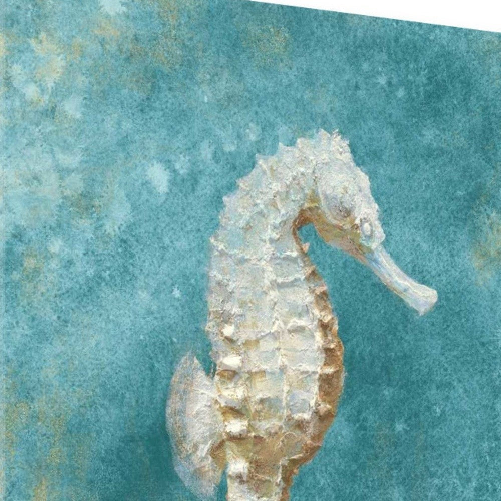 HomeRoots 24" Majestic Seahorse in the Deep Blue Giclee Wrap Canvas Wall Art