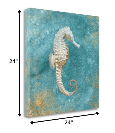 HomeRoots 24" Majestic Seahorse in the Deep Blue Giclee Wrap Canvas Wall Art