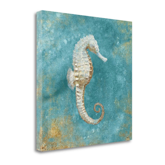HomeRoots 24" Majestic Seahorse in the Deep Blue Giclee Wrap Canvas Wall Art