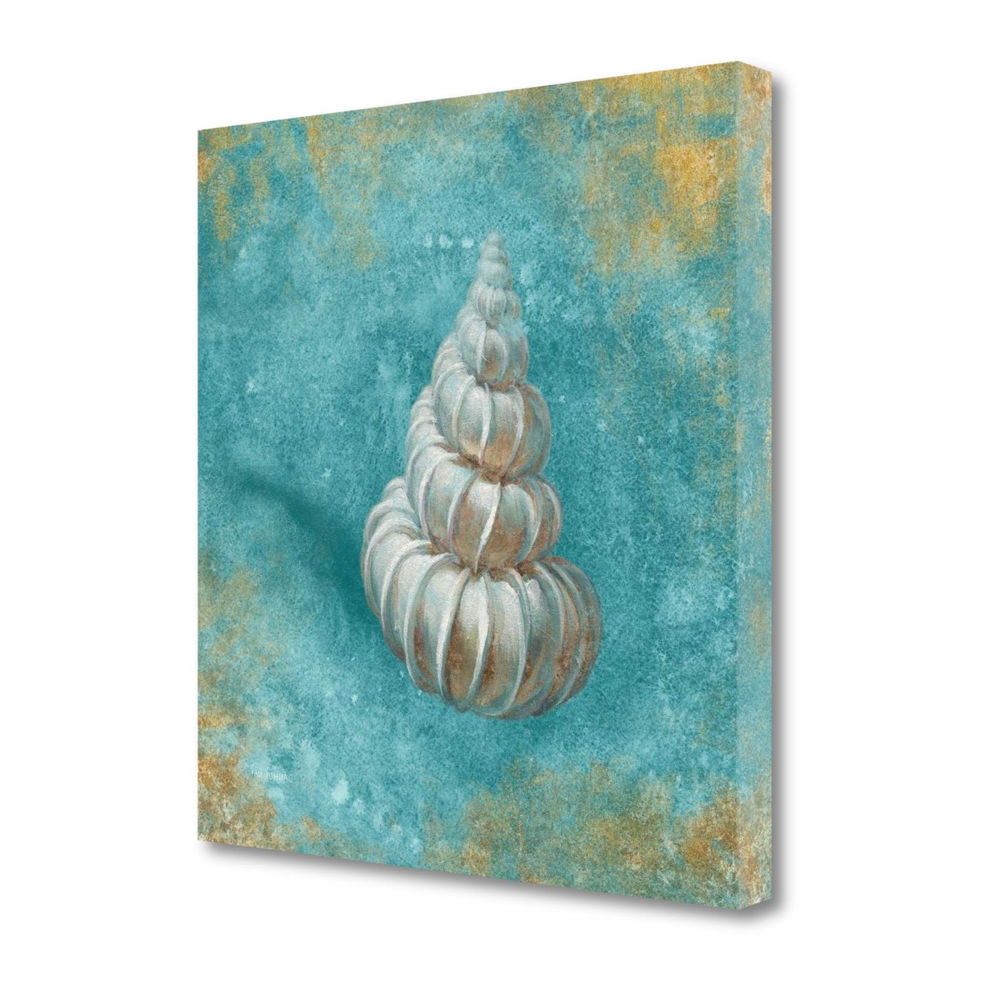 HomeRoots 24" Majestic Seashell in the Bright Blue Sea Giclee Wrap Canvas Wall Art