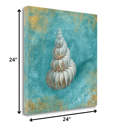 HomeRoots 24" Majestic Seashell in the Bright Blue Sea Giclee Wrap Canvas Wall Art