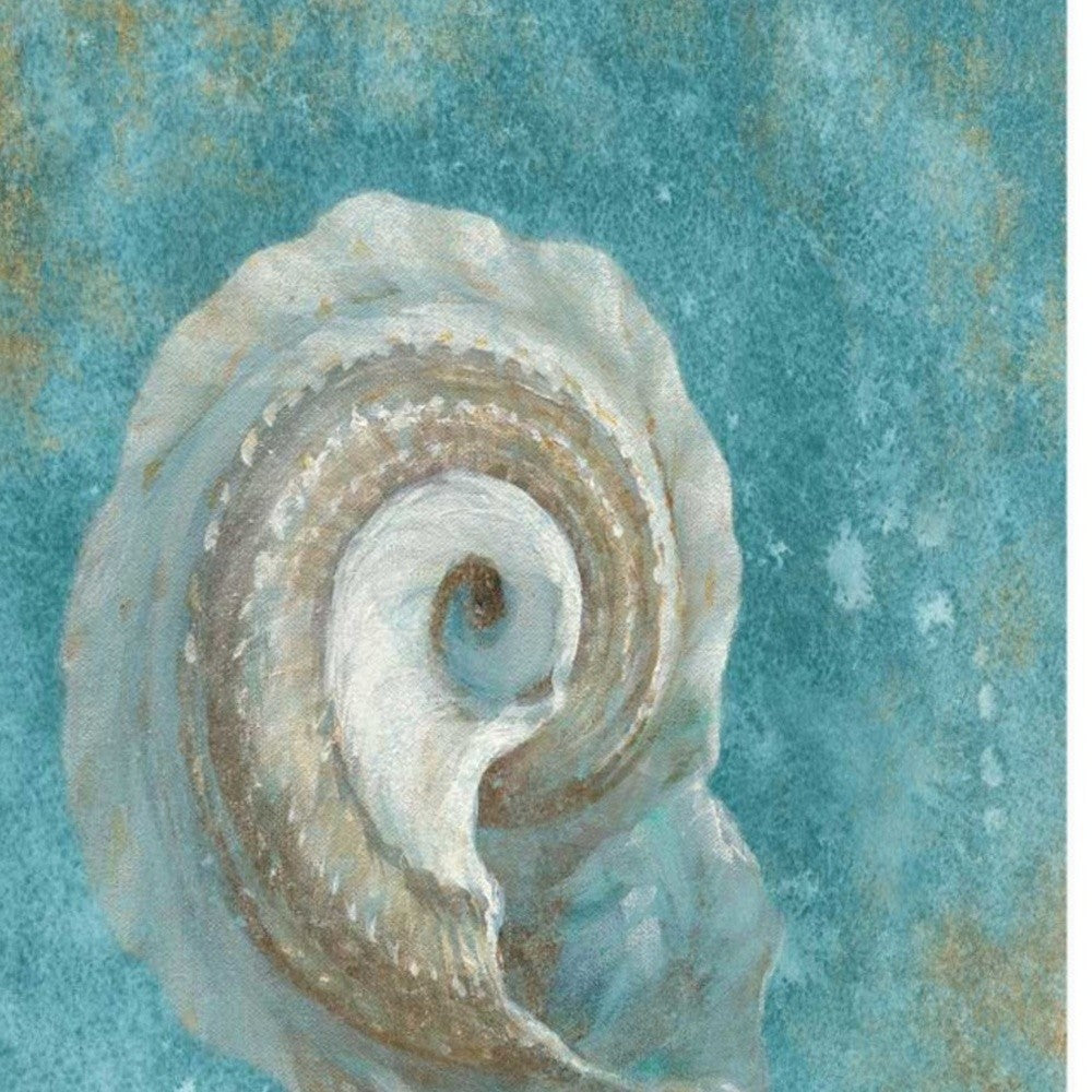 HomeRoots 24" Majestic Seashell in the Deep Blue Sea Giclee Wrap Canvas Wall Art