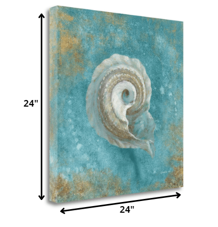 HomeRoots 24" Majestic Seashell in the Deep Blue Sea Giclee Wrap Canvas Wall Art