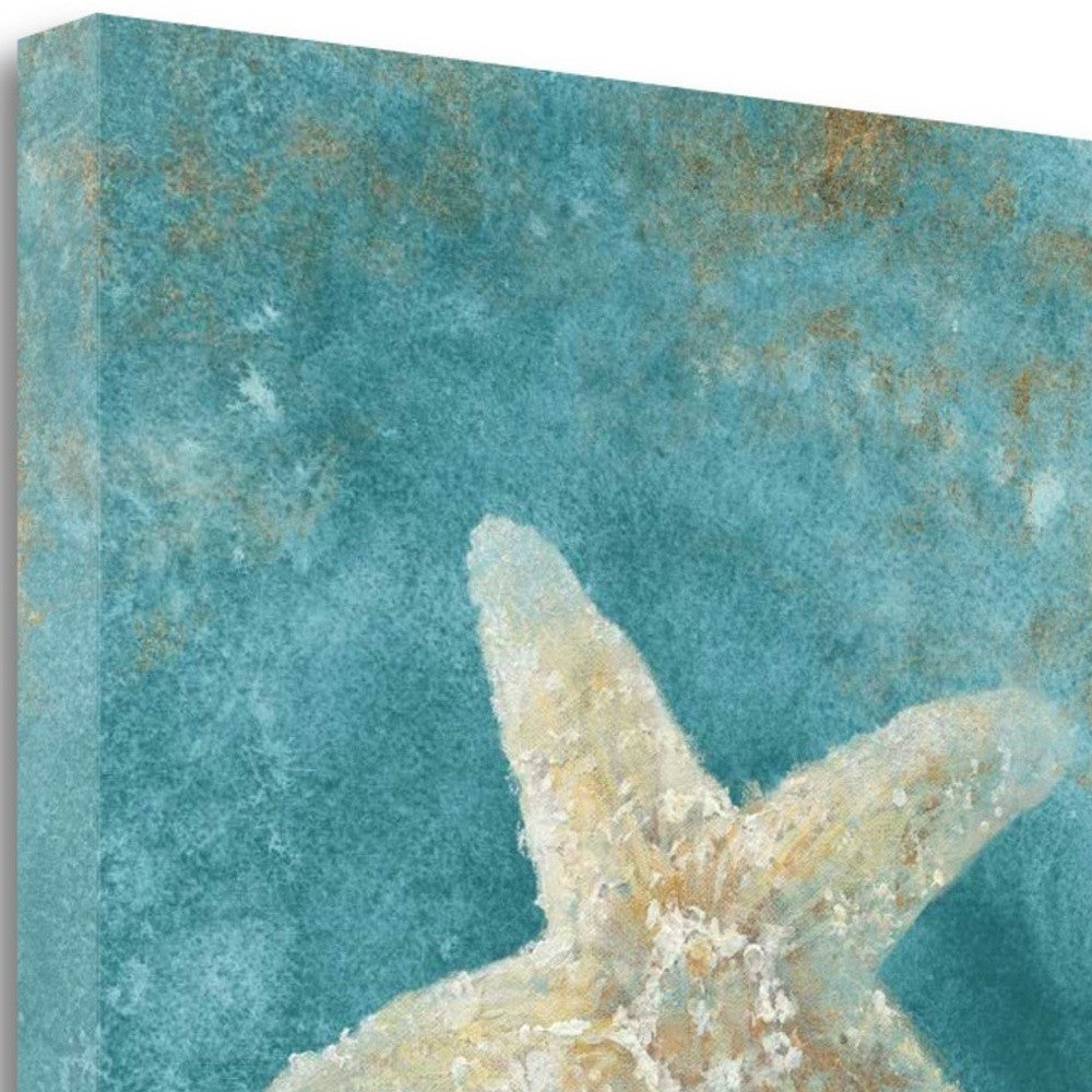 HomeRoots 24" Majestic Starfish in the Deep Blue Sea Giclee Wrap Canvas Wall Art