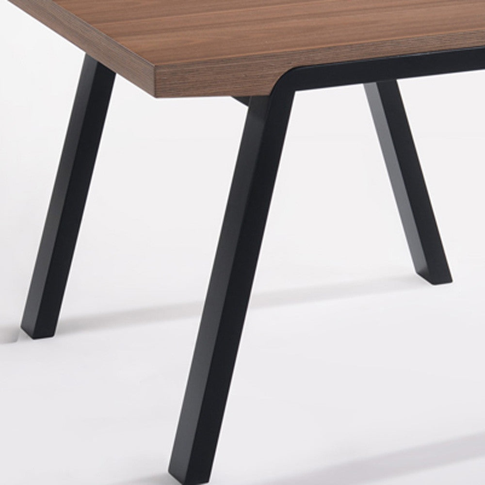 HomeRoots 24" Metal End Table With Walnut Wood and Black Finish