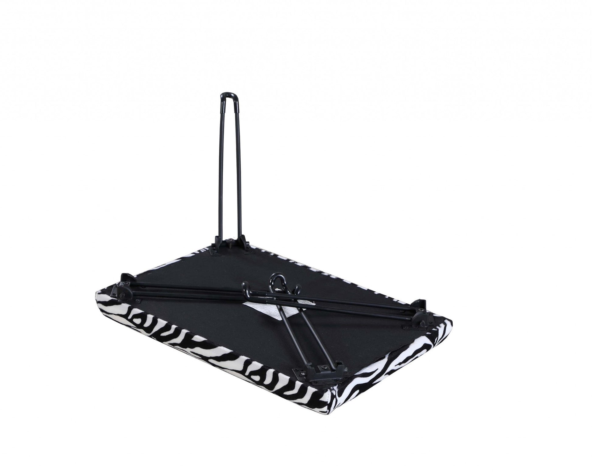 HomeRoots 24" Microfiber Folding Bench With Faux Zebra Finish