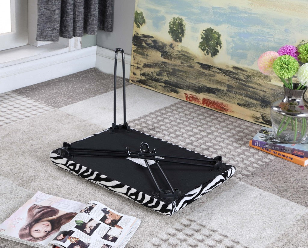 HomeRoots 24" Microfiber Folding Bench With Faux Zebra Finish