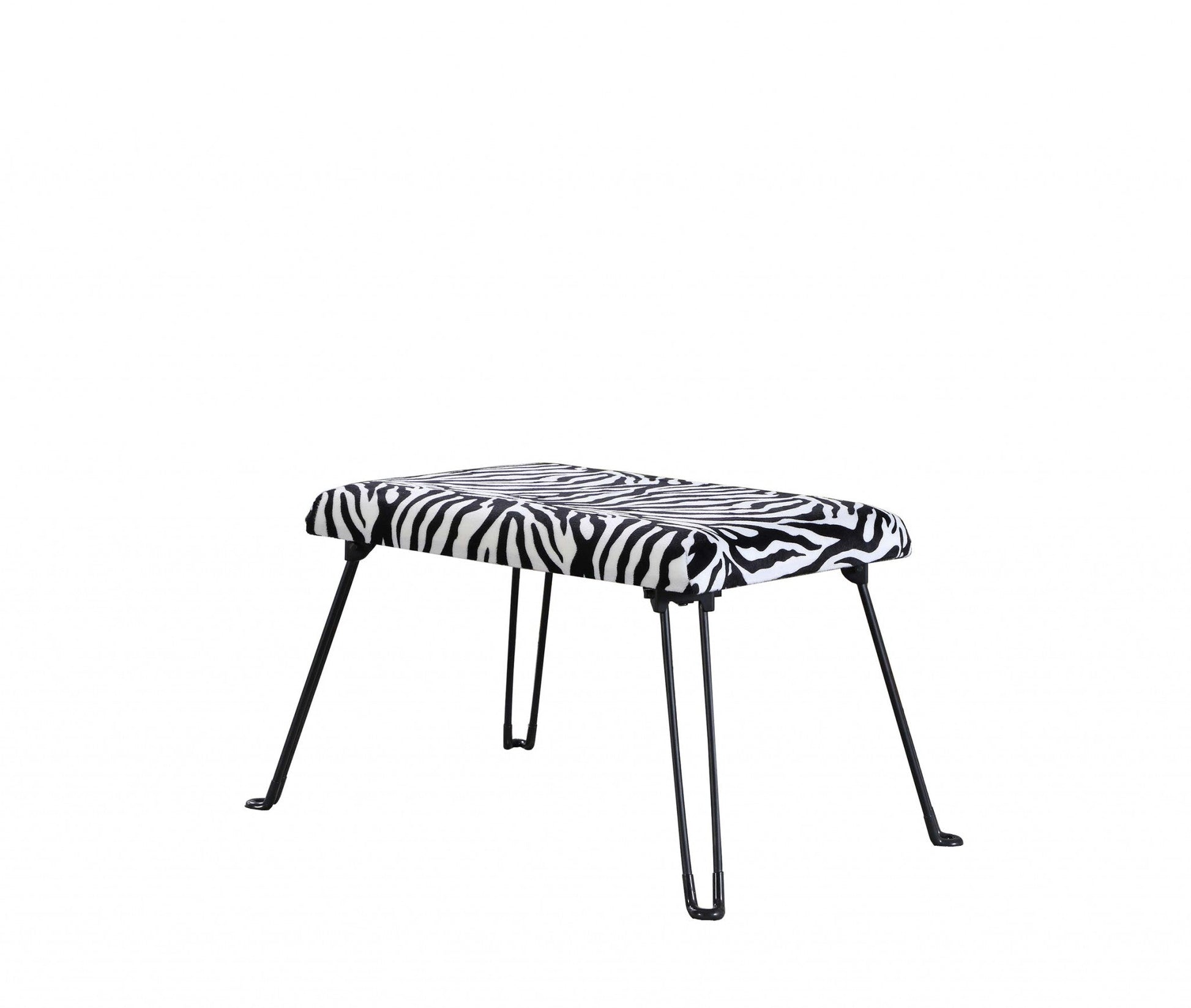 HomeRoots 24" Microfiber Folding Bench With Faux Zebra Finish