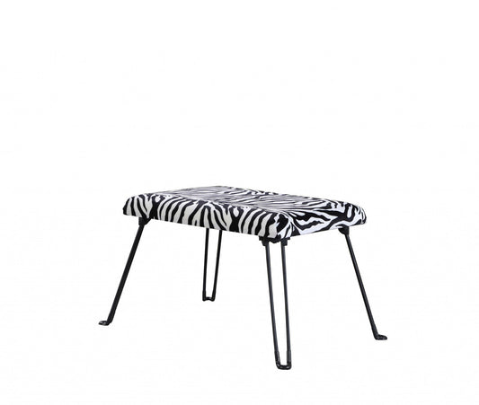 HomeRoots 24" Microfiber Folding Bench With Faux Zebra Finish