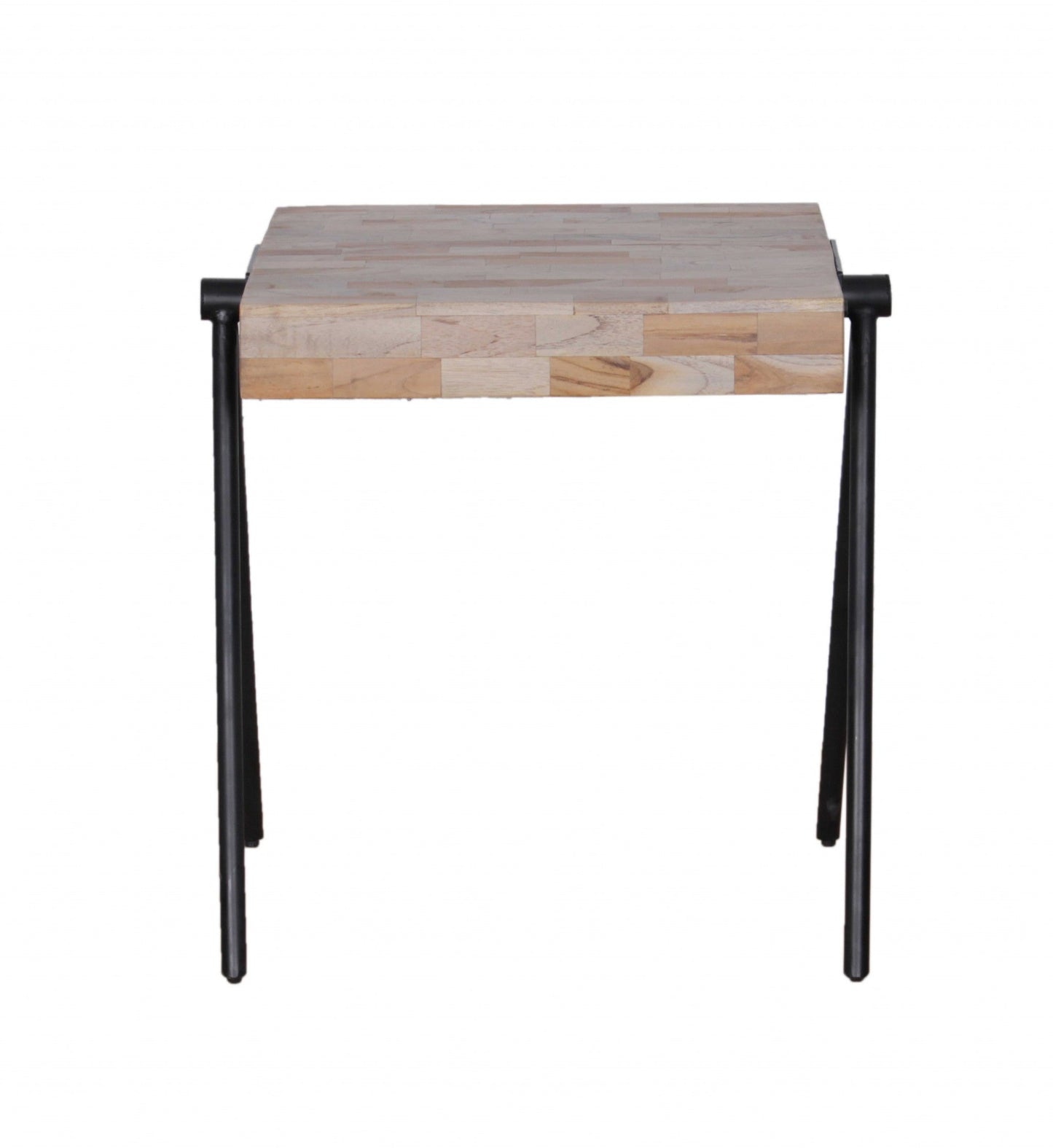 HomeRoots 24" Modern Industrial Side End Table With Multi Grain Wood Finish