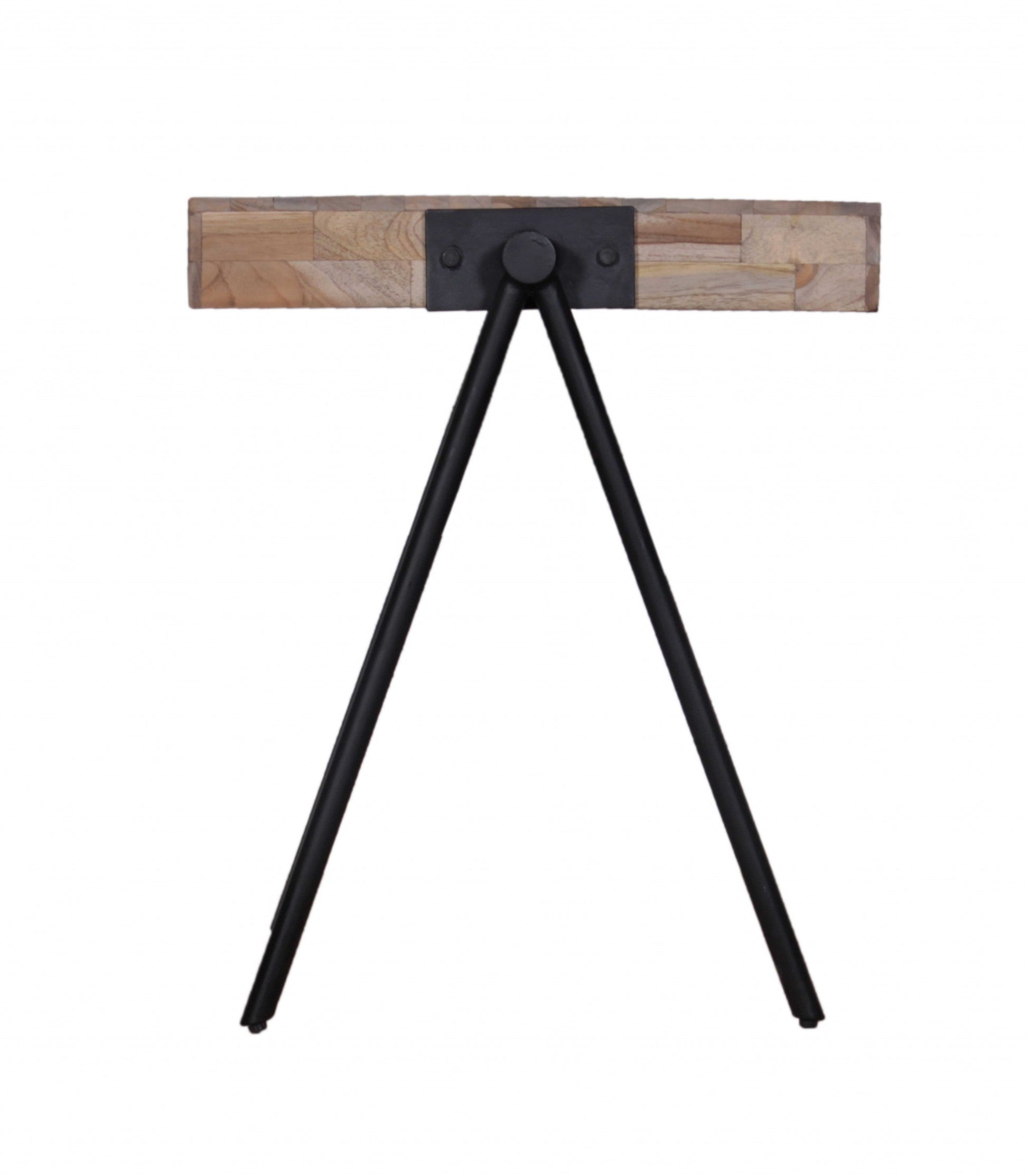 HomeRoots 24" Modern Industrial Side End Table With Multi Grain Wood Finish