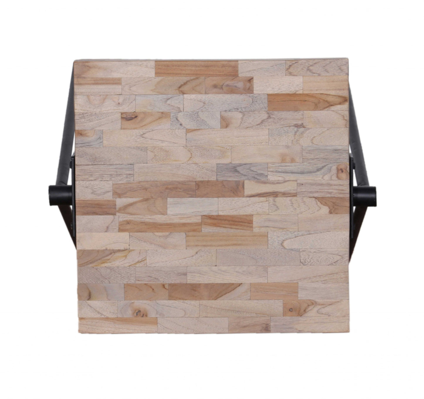 HomeRoots 24" Modern Industrial Side End Table With Multi Grain Wood Finish