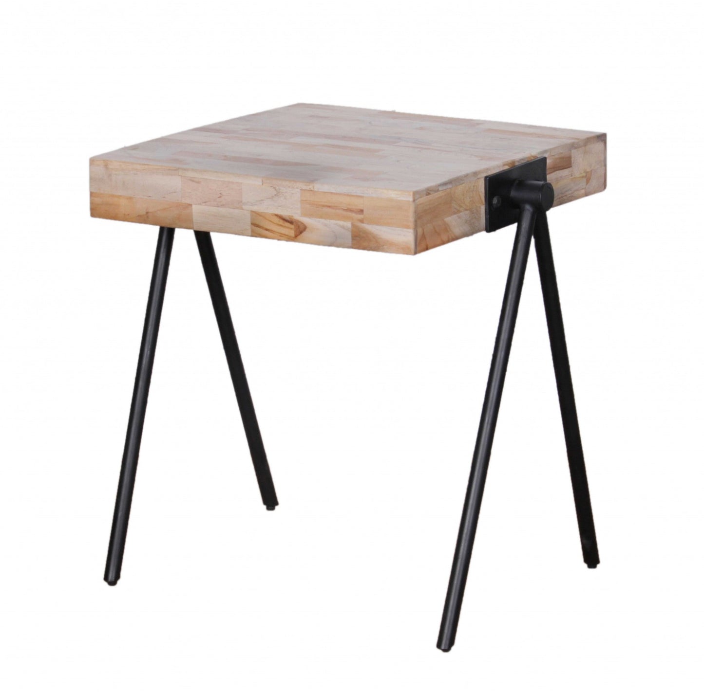 HomeRoots 24" Modern Industrial Side End Table With Multi Grain Wood Finish