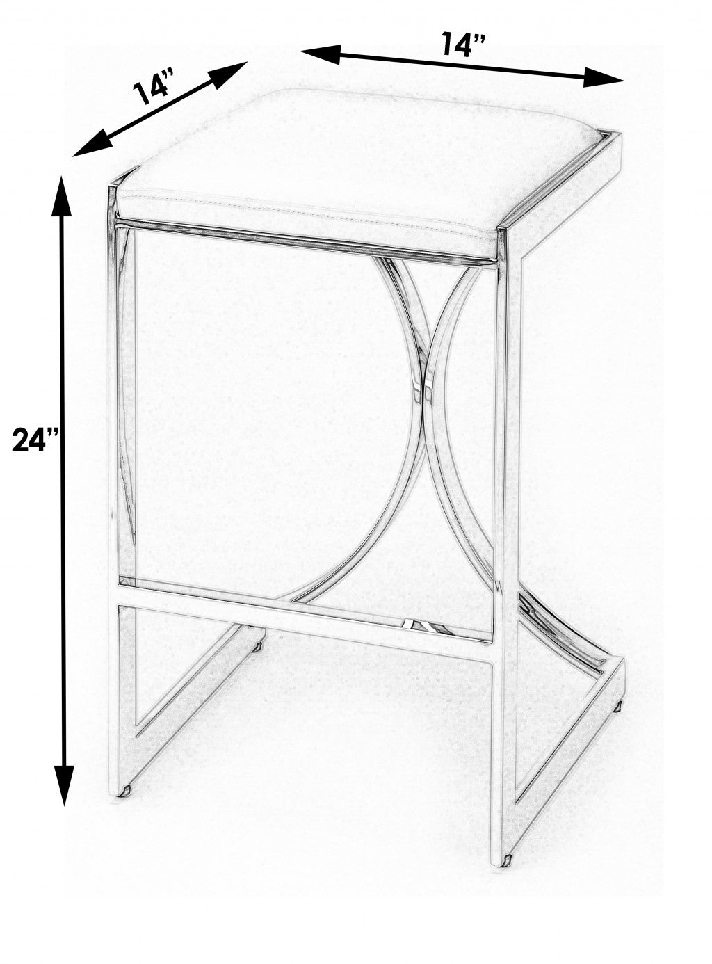 HomeRoots 24" Off White And Silver Faux Leather And Iron Backless Counter Height Bar Chair With Footrest