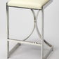 HomeRoots 24" Off White And Silver Faux Leather And Iron Backless Counter Height Bar Chair With Footrest