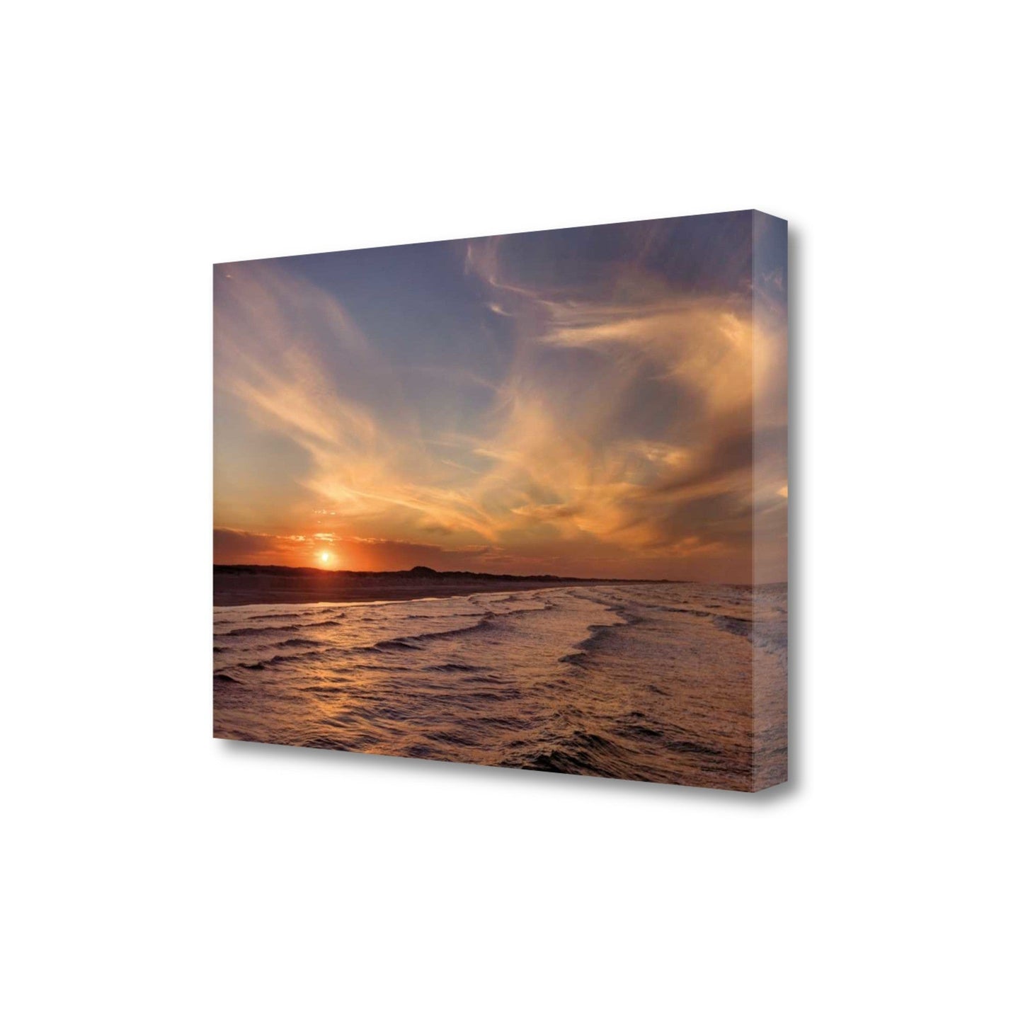 HomeRoots 24" Orange Sunset Over The Ocean 1 Giclee Wrap Canvas Wall Art