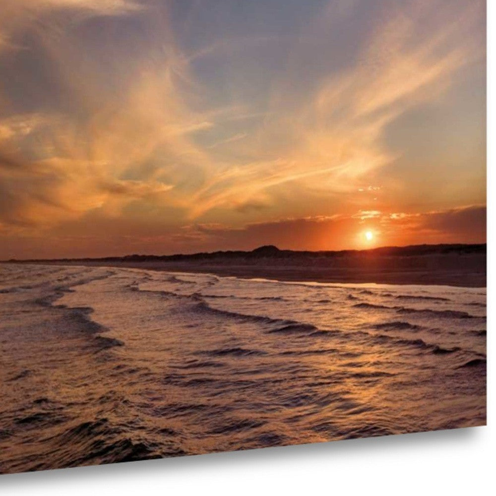 HomeRoots 24" Orange Sunset Over The Ocean 1 Giclee Wrap Canvas Wall Art