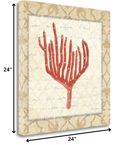 HomeRoots 24" Orange Underwater Coral 2 Giclee Wrap Canvas Wall Art