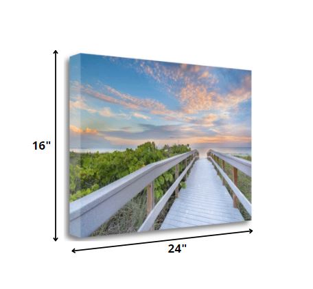 HomeRoots 24" Picturesque Sunset Beach View Giclee Wrap Canvas Wall Art