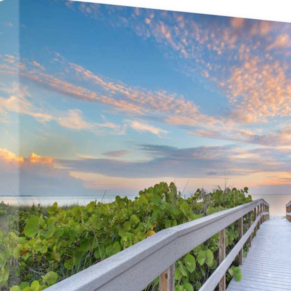 HomeRoots 24" Picturesque Sunset Beach View Giclee Wrap Canvas Wall Art