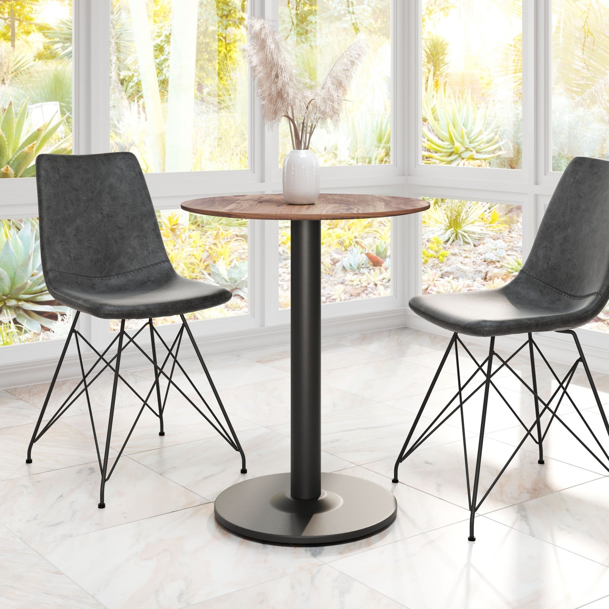 HomeRoots 24" Round End Table With Black and Brown Finish