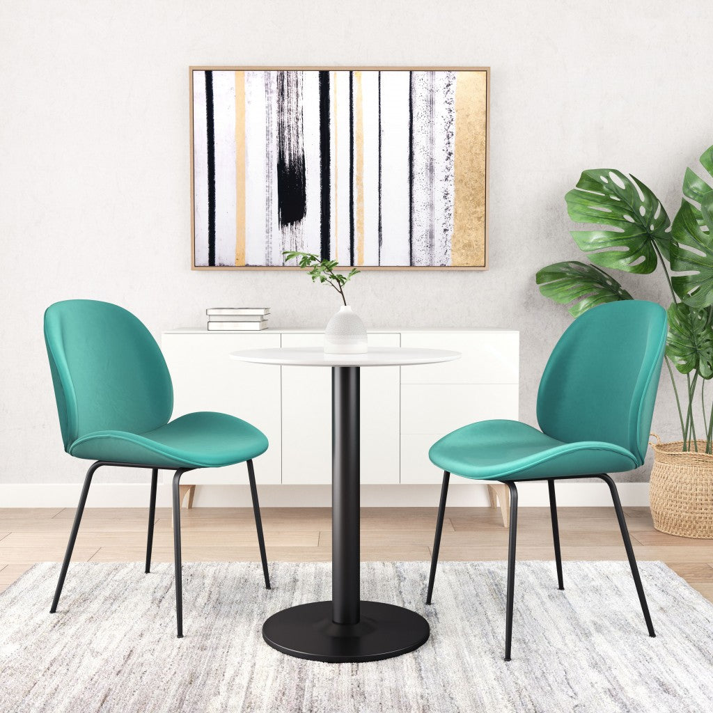 HomeRoots 24" Round End Table With Black and White Finish