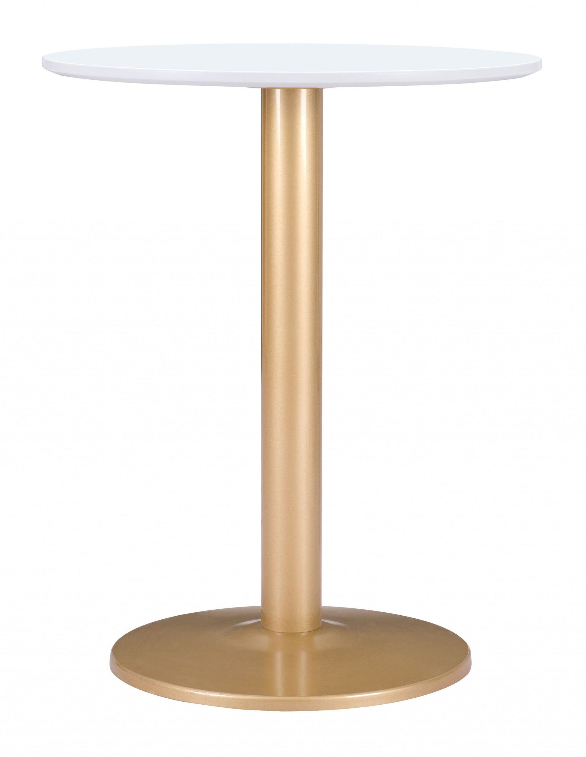 HomeRoots 24" Round End Table With Gold and White Finish