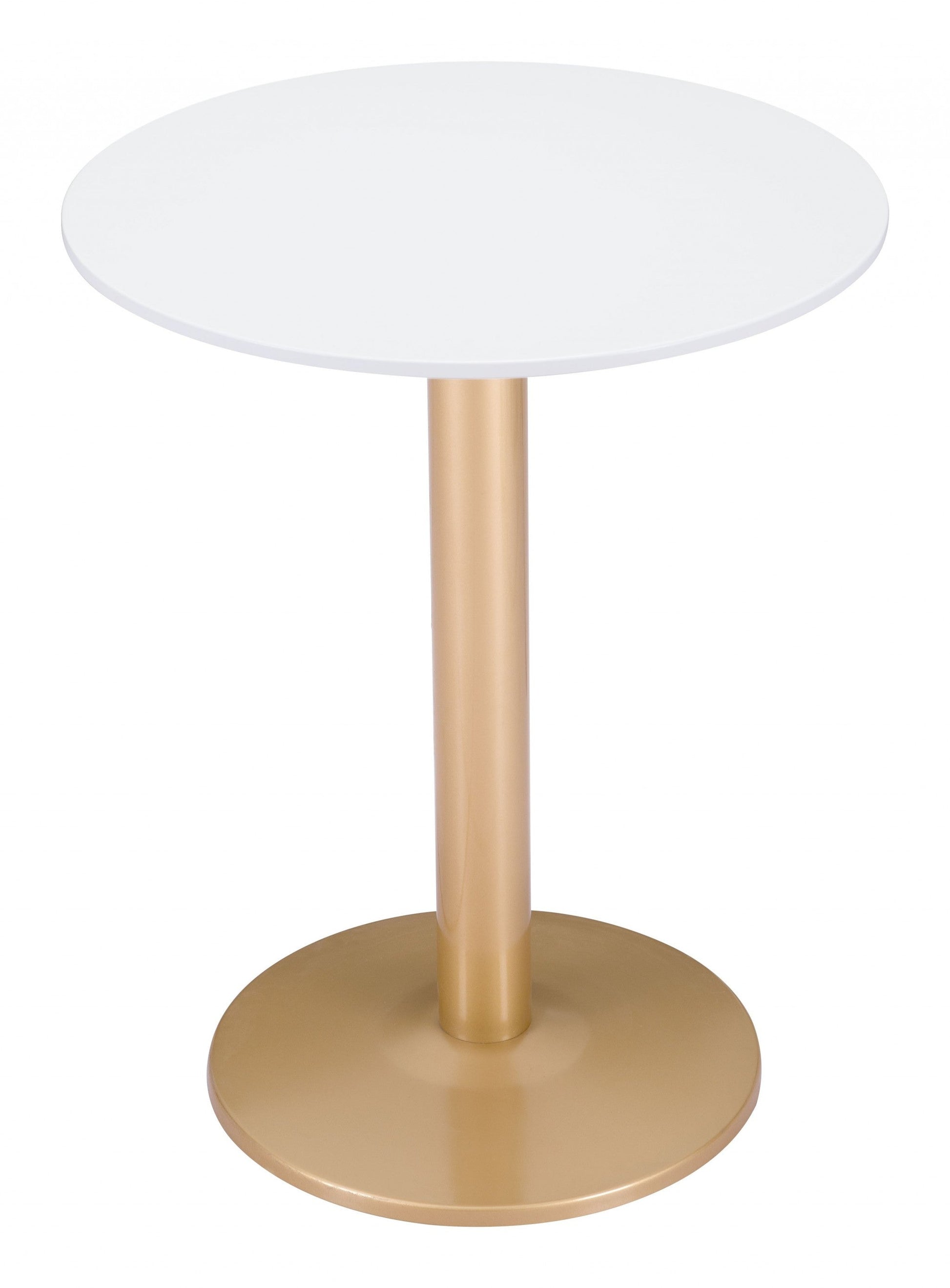 HomeRoots 24" Round End Table With Gold and White Finish