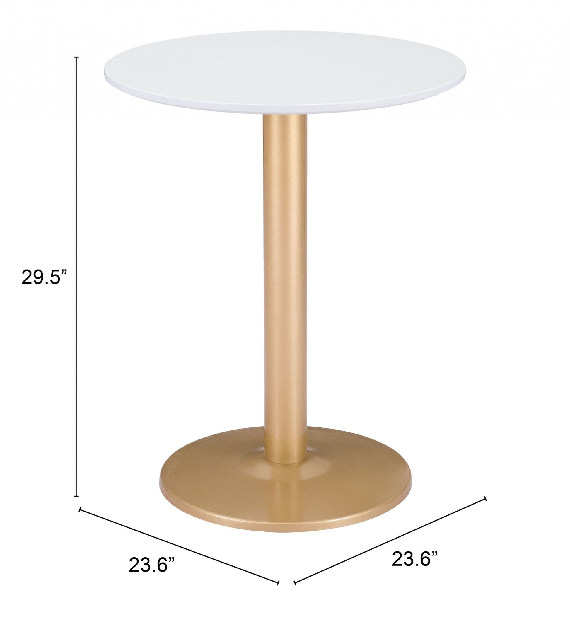 HomeRoots 24" Round End Table With Gold and White Finish