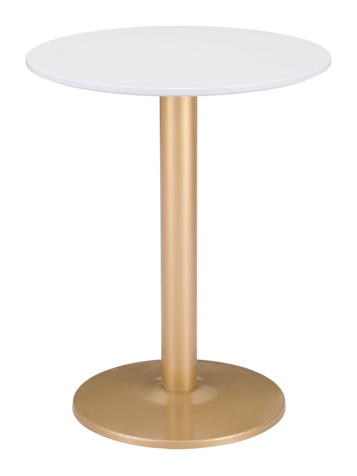 HomeRoots 24" Round End Table With Gold and White Finish