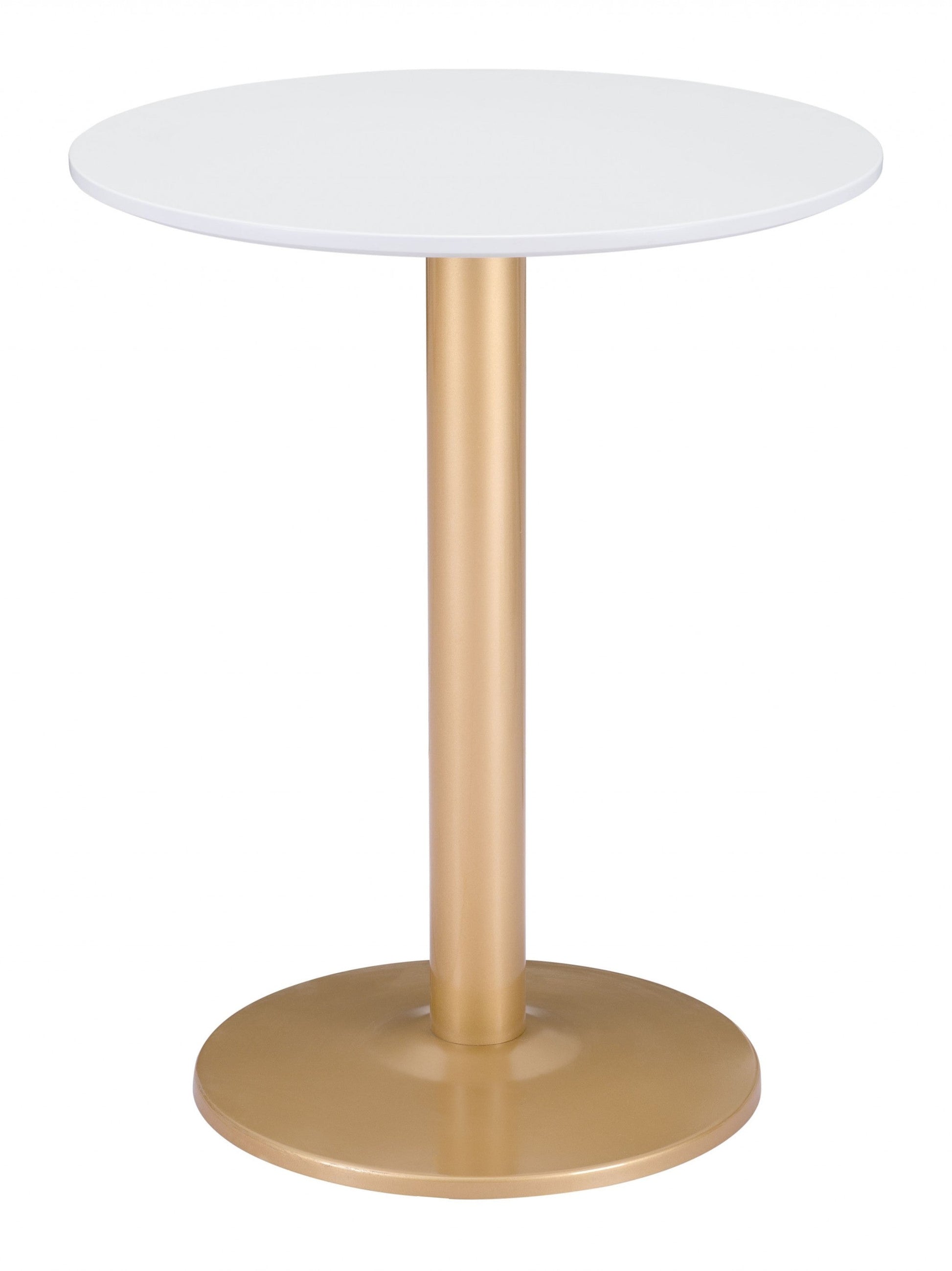 HomeRoots 24" Round End Table With Gold and White Finish