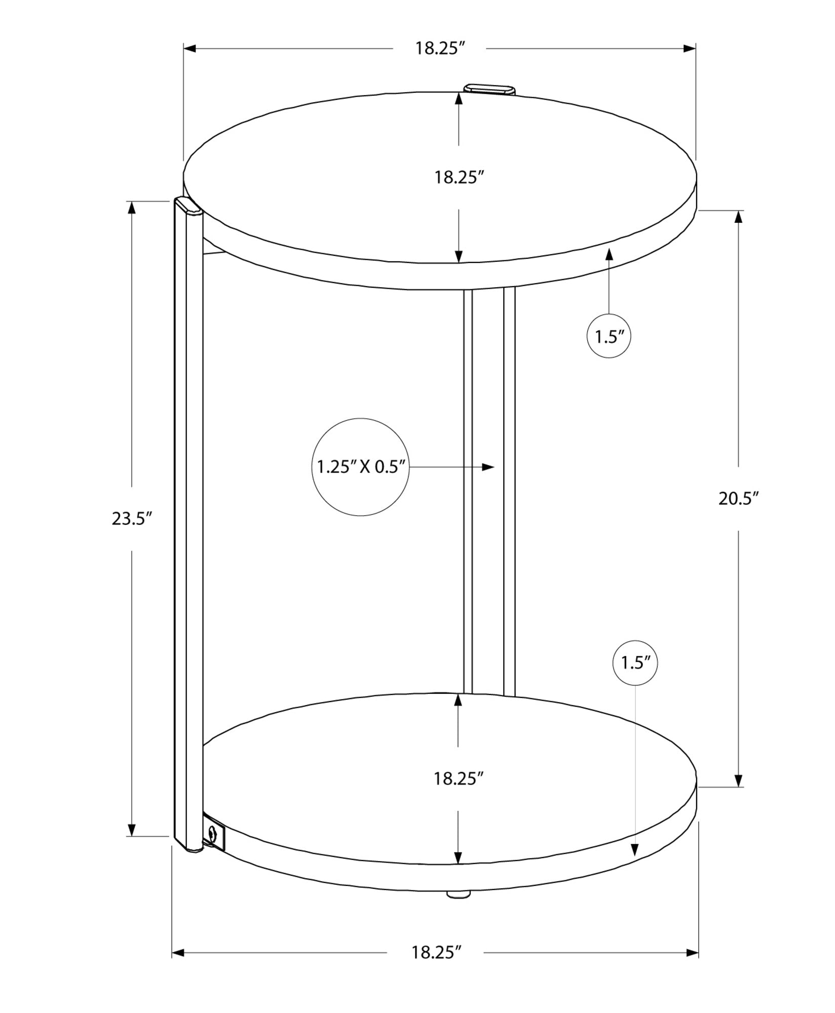 HomeRoots 24" Round End Table With Shelf in White Finish