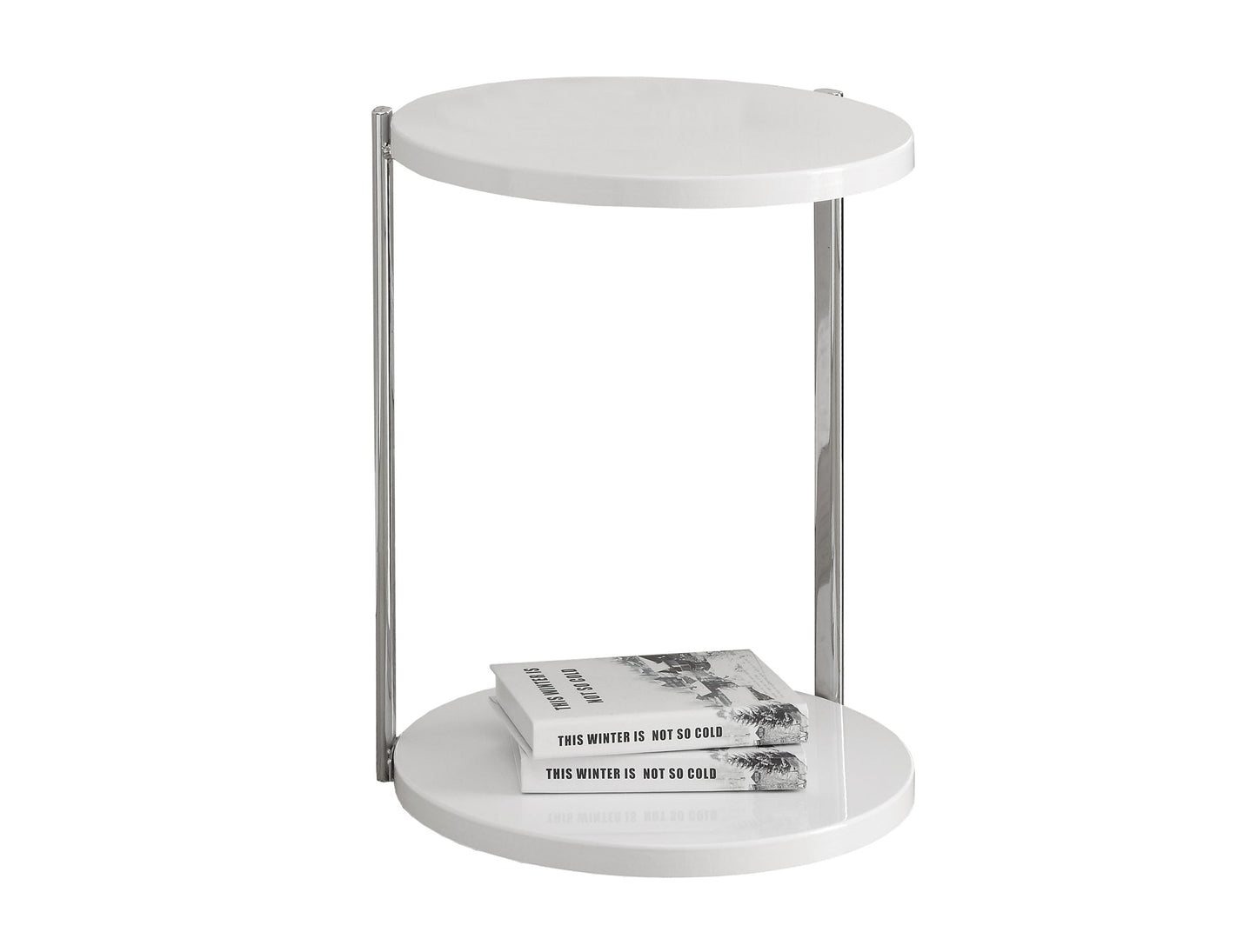 HomeRoots 24" Round End Table With Shelf in White Finish
