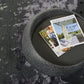 HomeRoots 24" Round Fiberglass and Glass Faux Granite Coffee Table