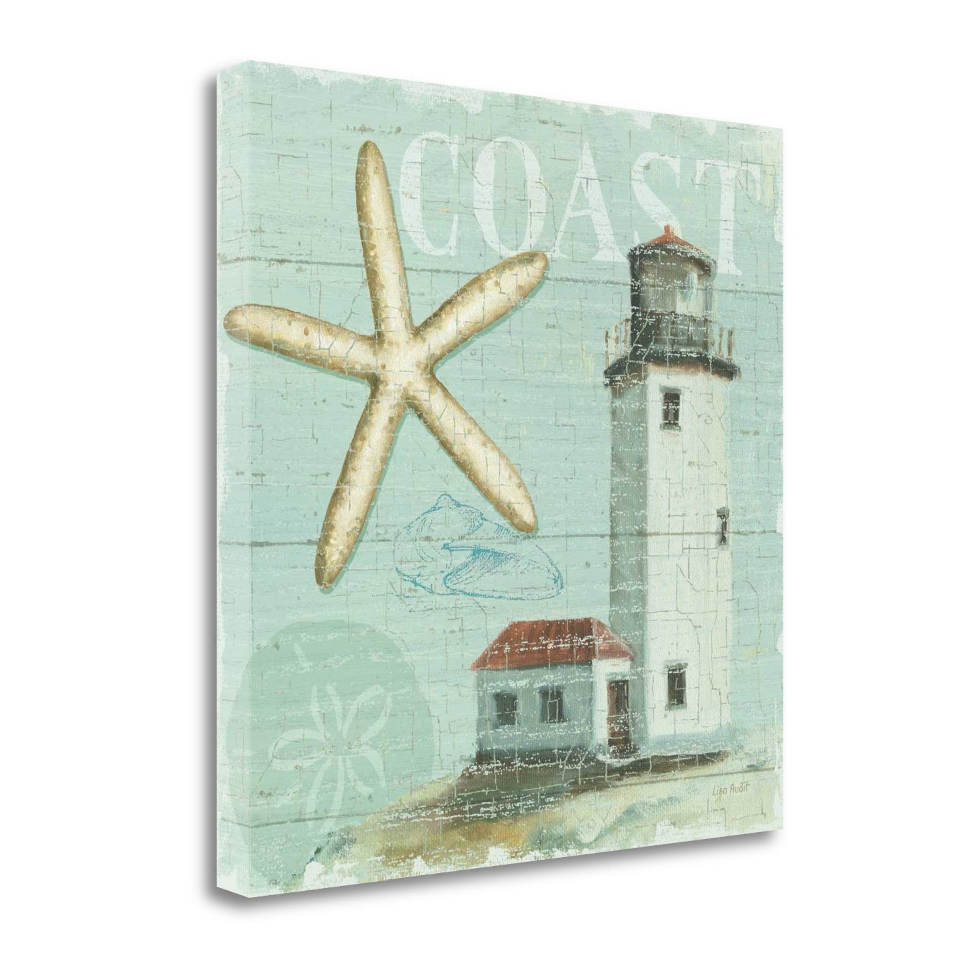 HomeRoots 24" Sandy Coast Lighthouse Giclee Print on Gallery Wrap Canvas Wall Art