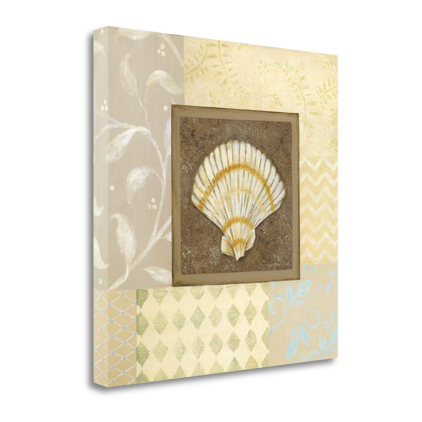 HomeRoots 24" Seashell with Multi-Pattern Background Giclee Wrap Canvas Wall Art
