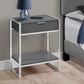 HomeRoots 24" Silver And Grey Manufactured Wood Rectangular End Table With Drawer And Shelf