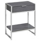 HomeRoots 24" Silver And Grey Manufactured Wood Rectangular End Table With Drawer And Shelf
