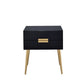 HomeRoots 24" Sleek Black And Gold Two Drawer End Table