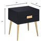 HomeRoots 24" Sleek Black And Gold Two Drawer End Table