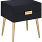 HomeRoots 24" Sleek Black And Gold Two Drawer End Table