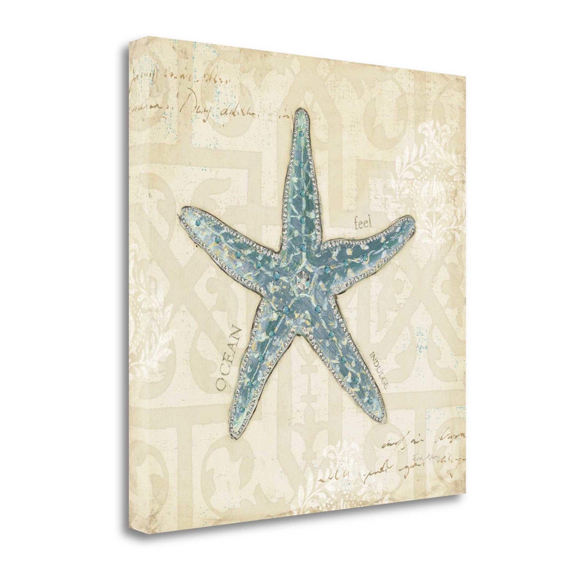HomeRoots 24" Soft Vintage Beach Treasures Journal Giclee Print on Gallery Wrap Canvas Wall Art
