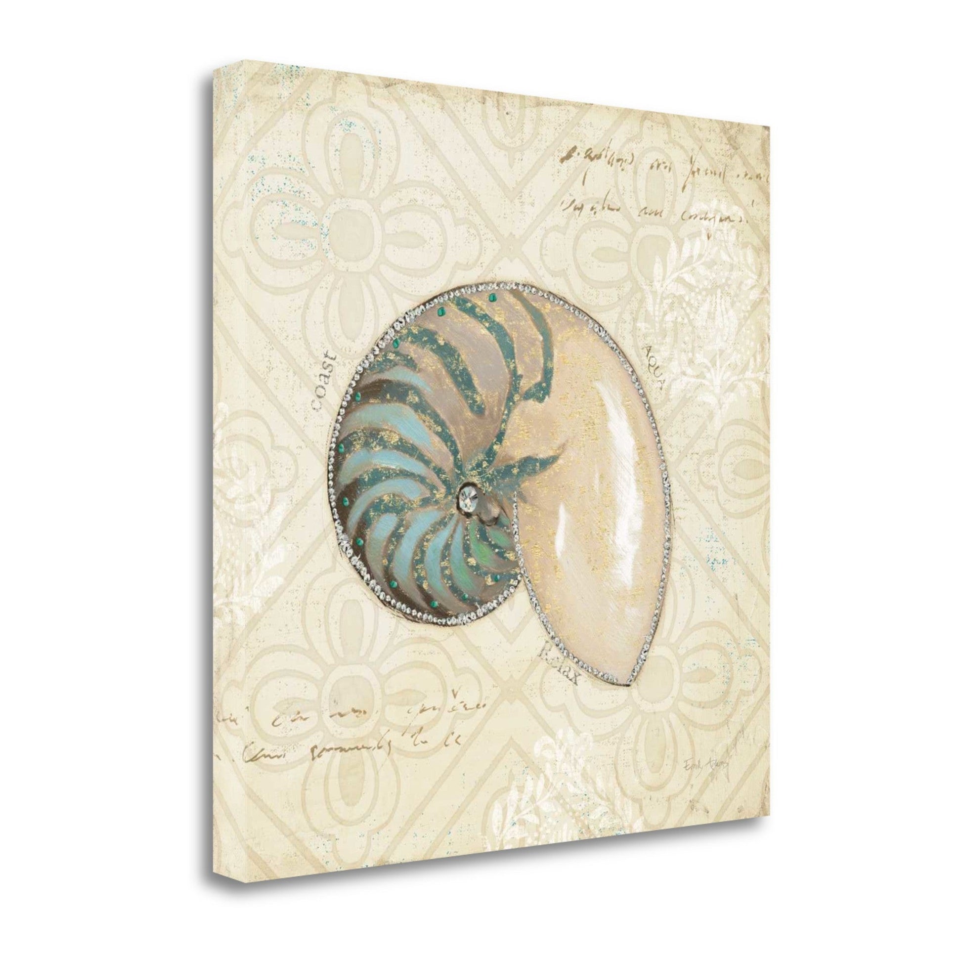HomeRoots 24" Soft Vintage Beach Treasures Journal Giclee Print on Gallery Wrap Canvas Wall Art