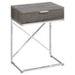HomeRoots 24" Solid And Manufactured Wood End Table With Drawer in Silver and Taupe Finish