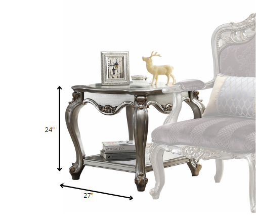 HomeRoots 24" Solid Wood End Table With Shelf in Gray Finish