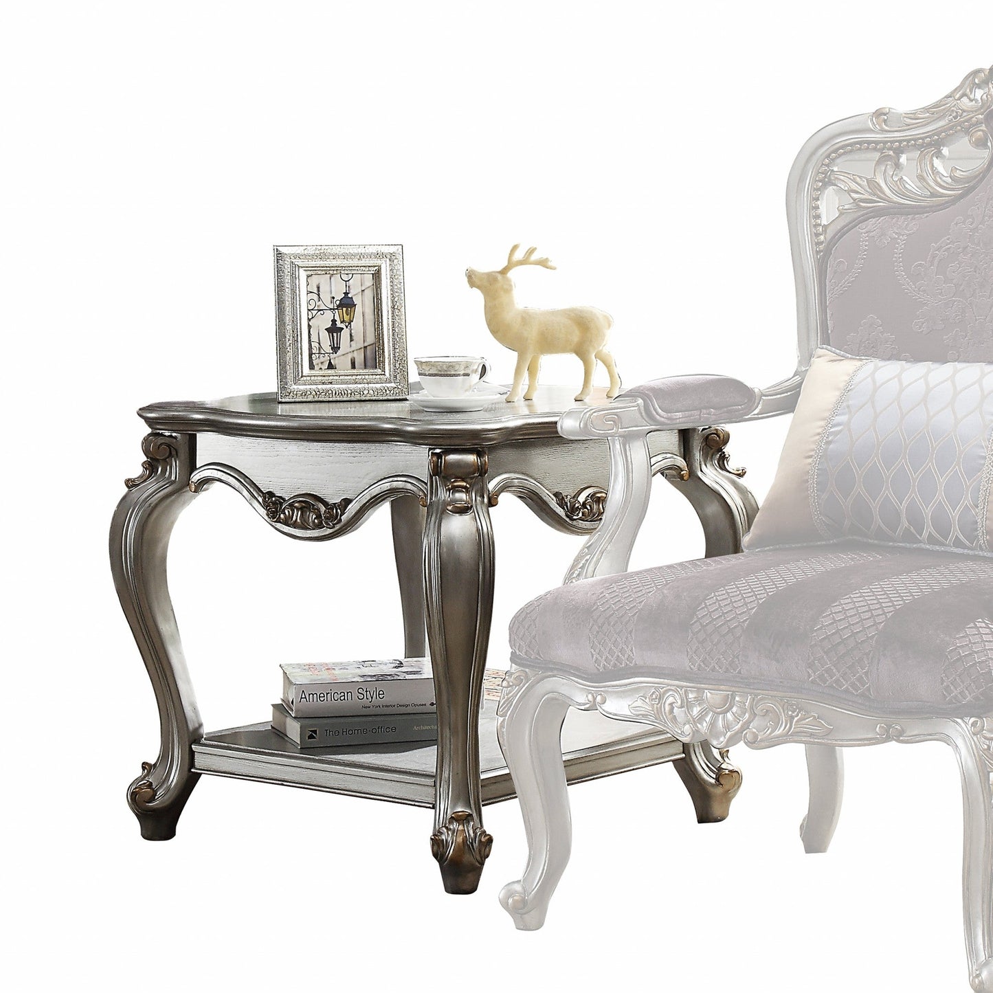 HomeRoots 24" Solid Wood End Table With Shelf in Gray Finish